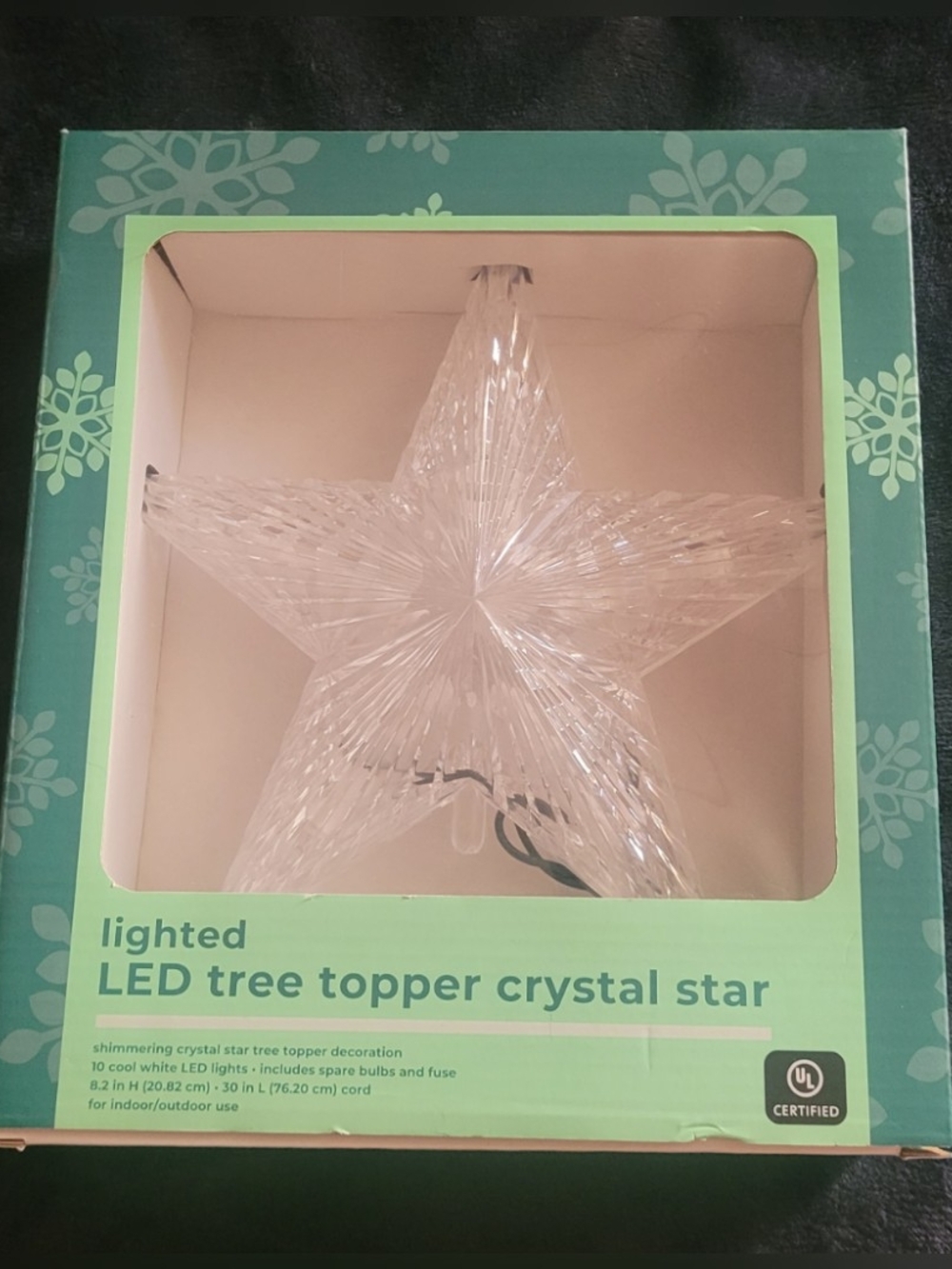 LED Tree Topper Crystal Star - Clear